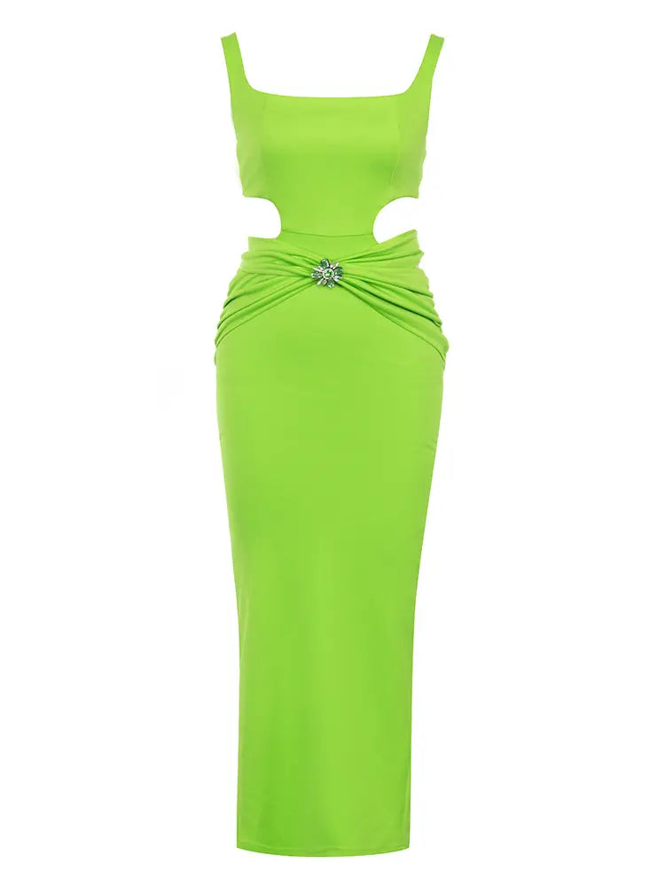 Elegant Ruched Hollow-Out Gown