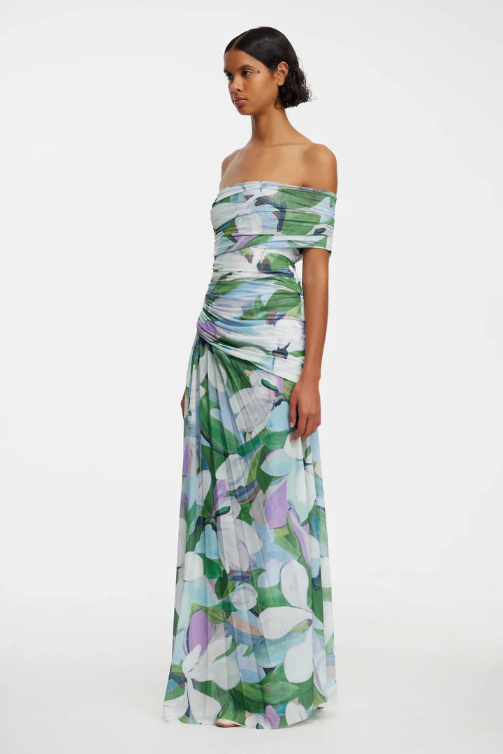 Off-the-Shoulder Draped Maxi Dress