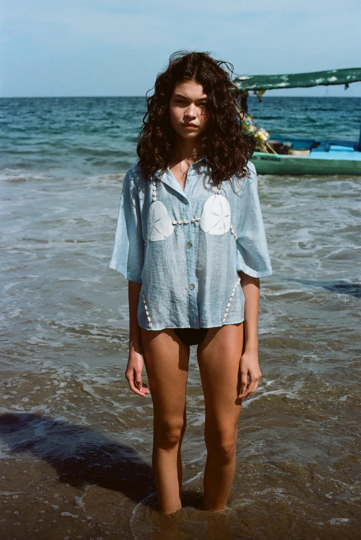 Shell-Trimmed Summer Shirt