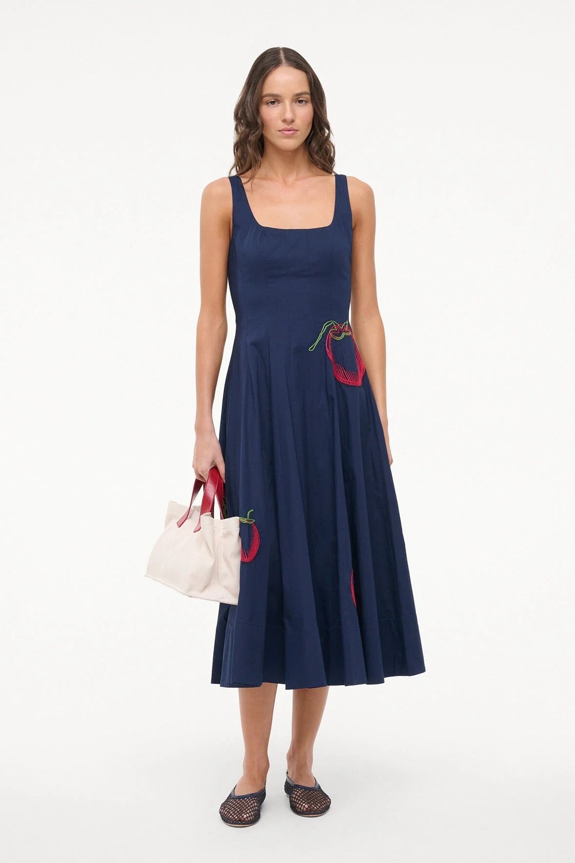 Vintage - Style Strawberry Embroidered Dress