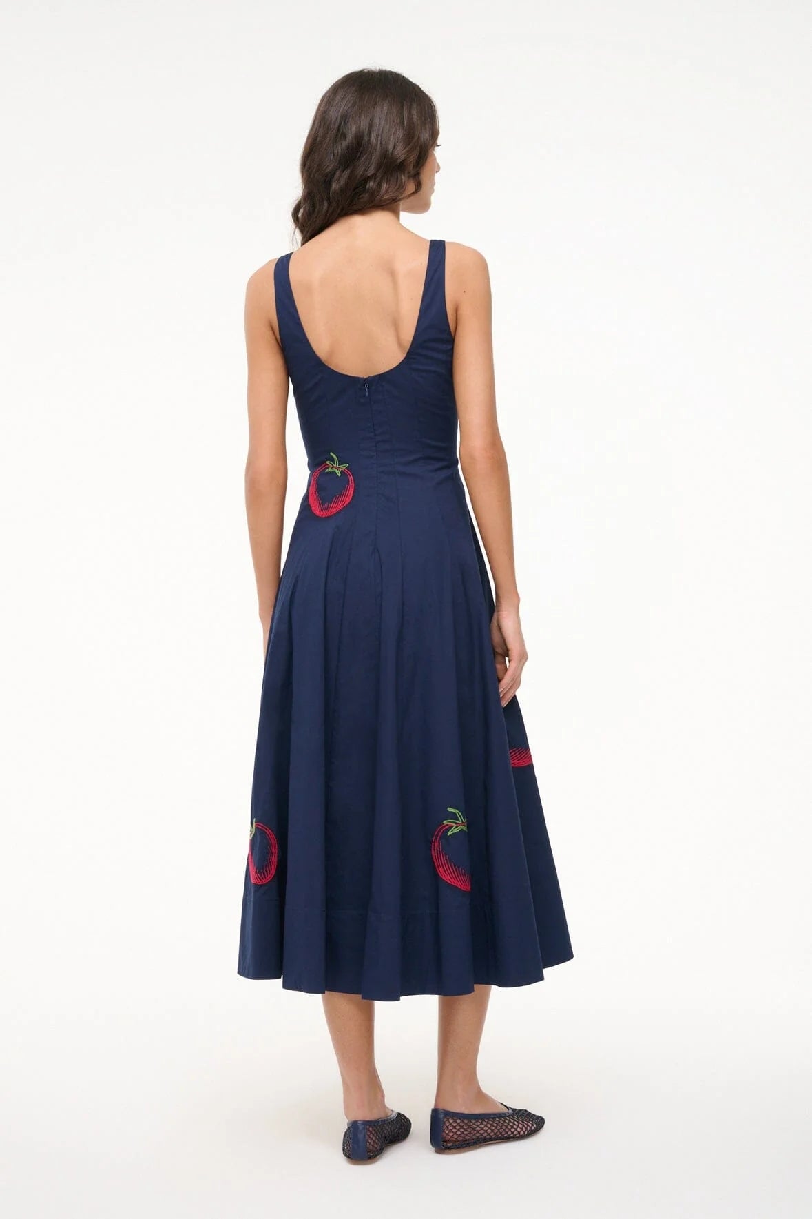 Vintage - Style Strawberry Embroidered Dress