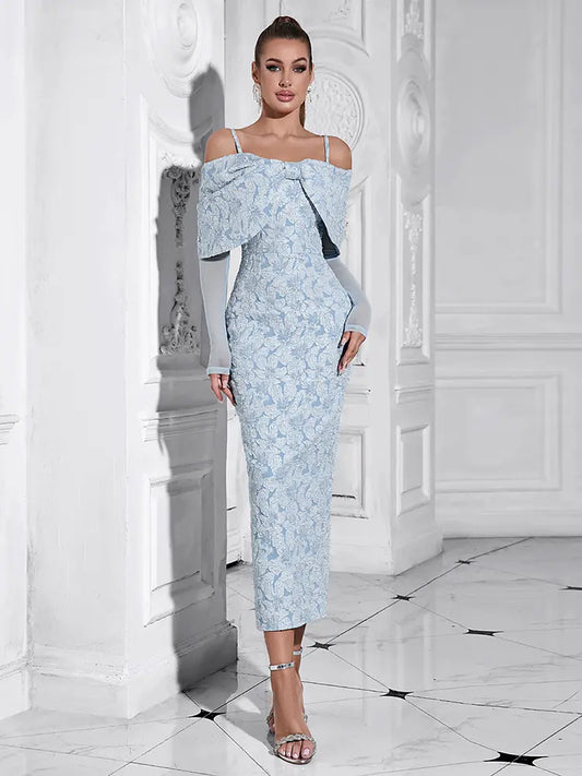 Elegant One-Shoulder Floral Mesh Dress