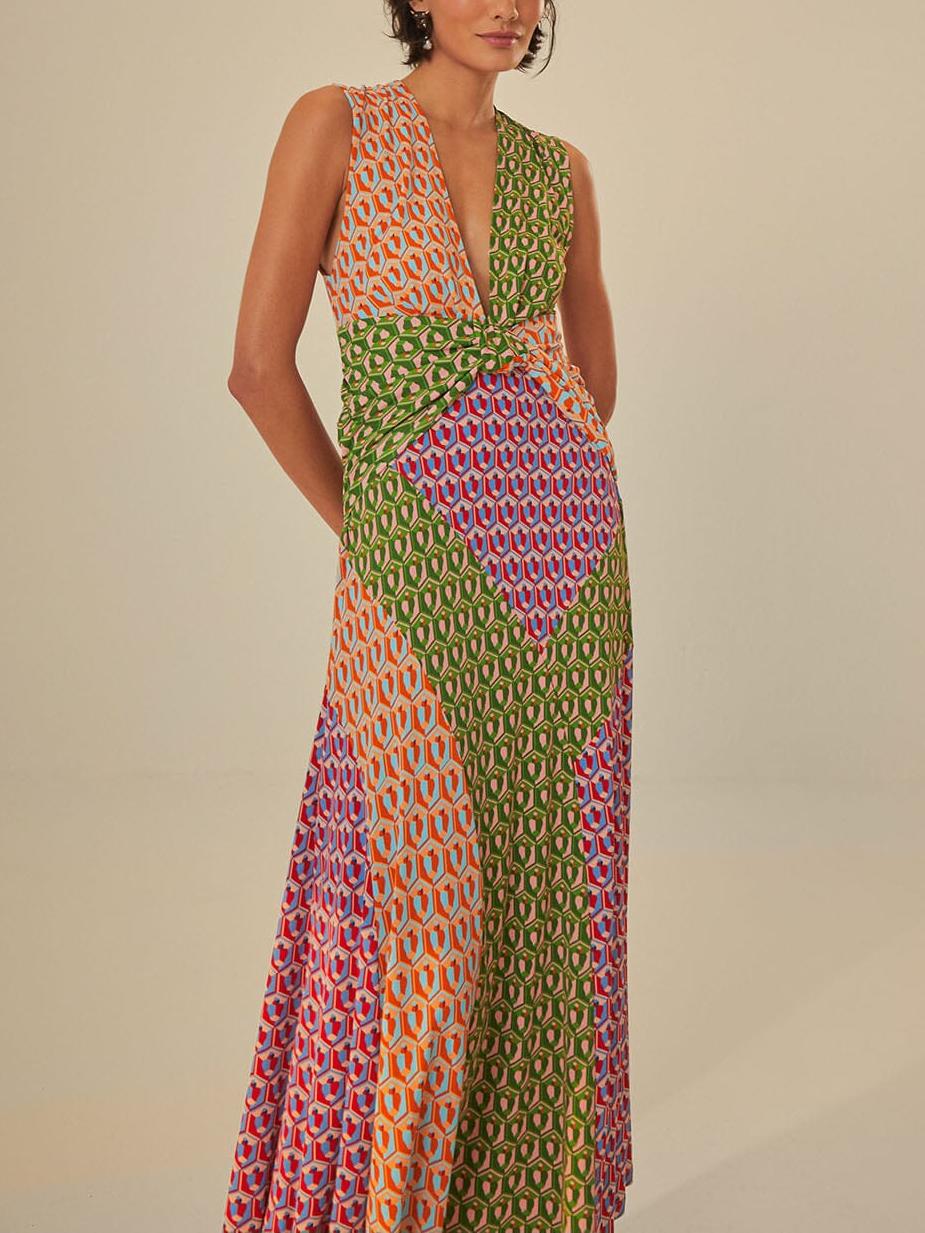 Mixed Cashew Knot Maxi Dress