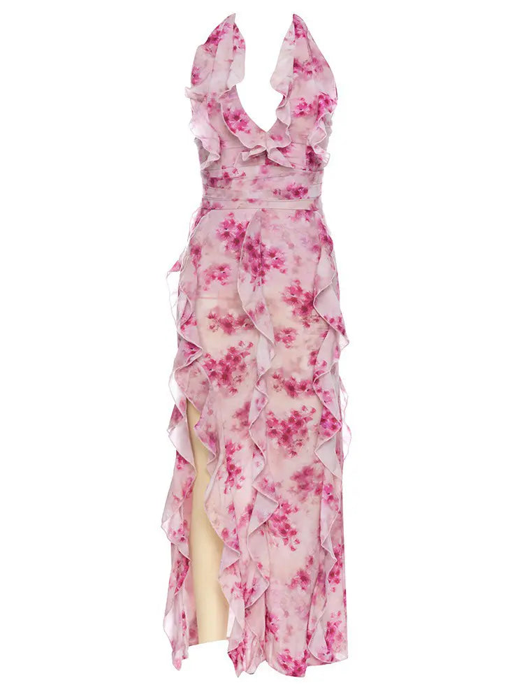 Sexy Halter Ruffle Bodycon Dress