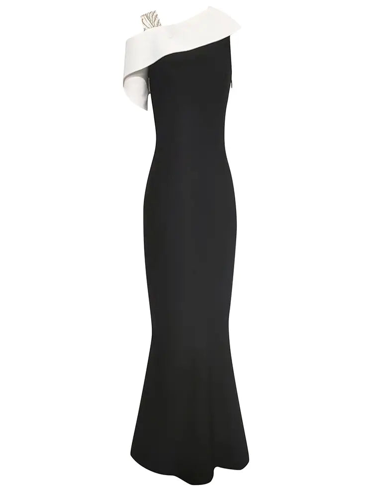 Sexy Colorblock Asymmetrical Bodycon Dress
