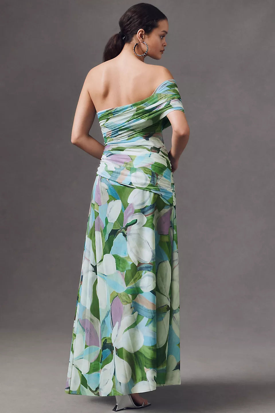 Off-the-Shoulder Draped Maxi Dress