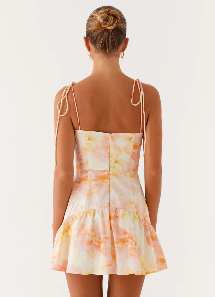 Pastel Floral Tie - Strap Mini Dress