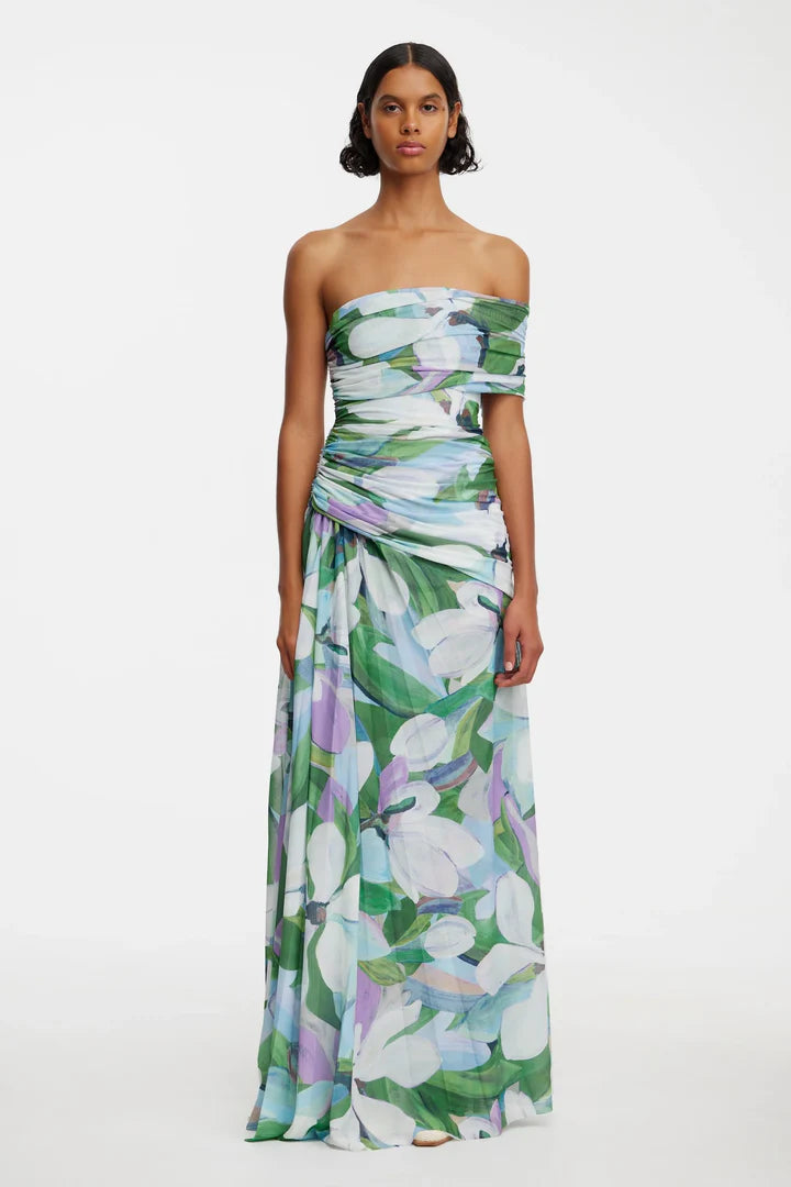 Off-the-Shoulder Draped Maxi Dress